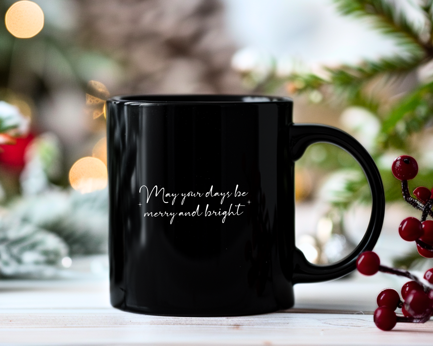 White Christmas Ceramic Mug - Black