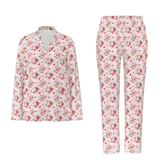 Valentine Florals Women's Button Down Sleep Set