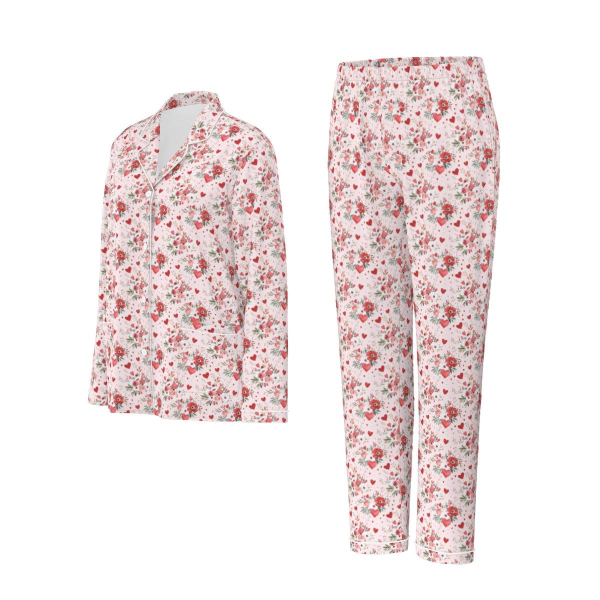 Valentine Florals Women's Button Down Sleep Set