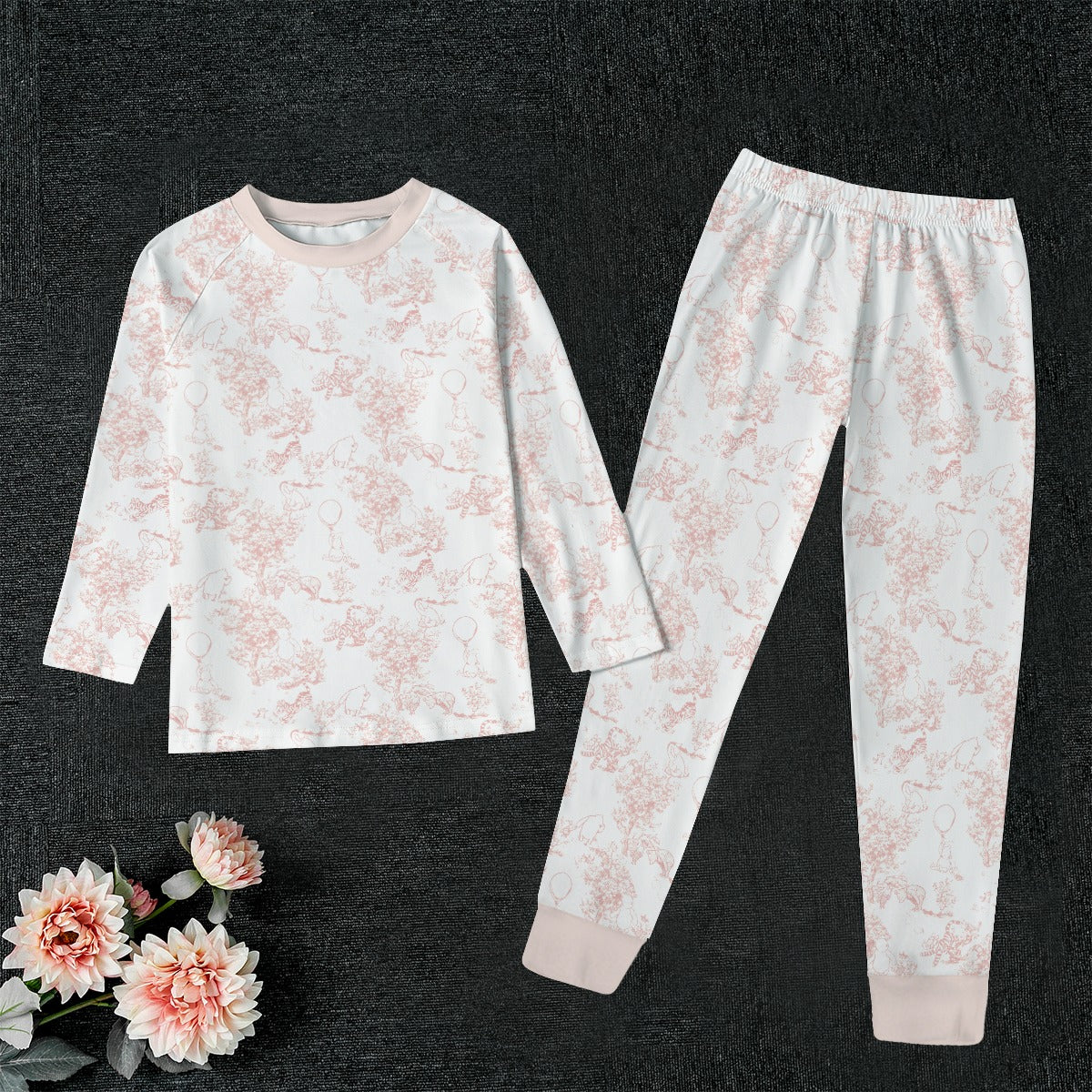 100 Acre Toile Two-Piece Kid's Sleep Set in Pink