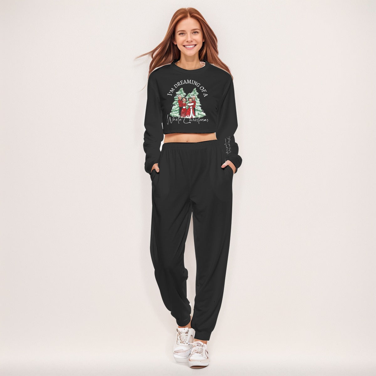 White Christmas Women's Crop Sweat Set