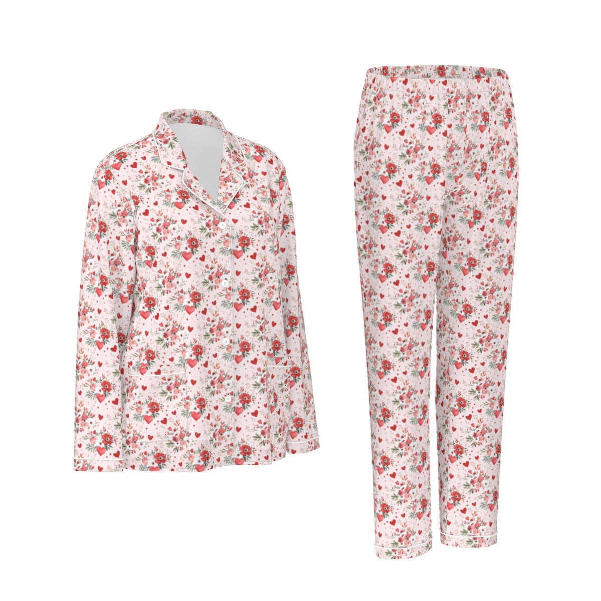 Valentine Florals Women's Button Down Sleep Set