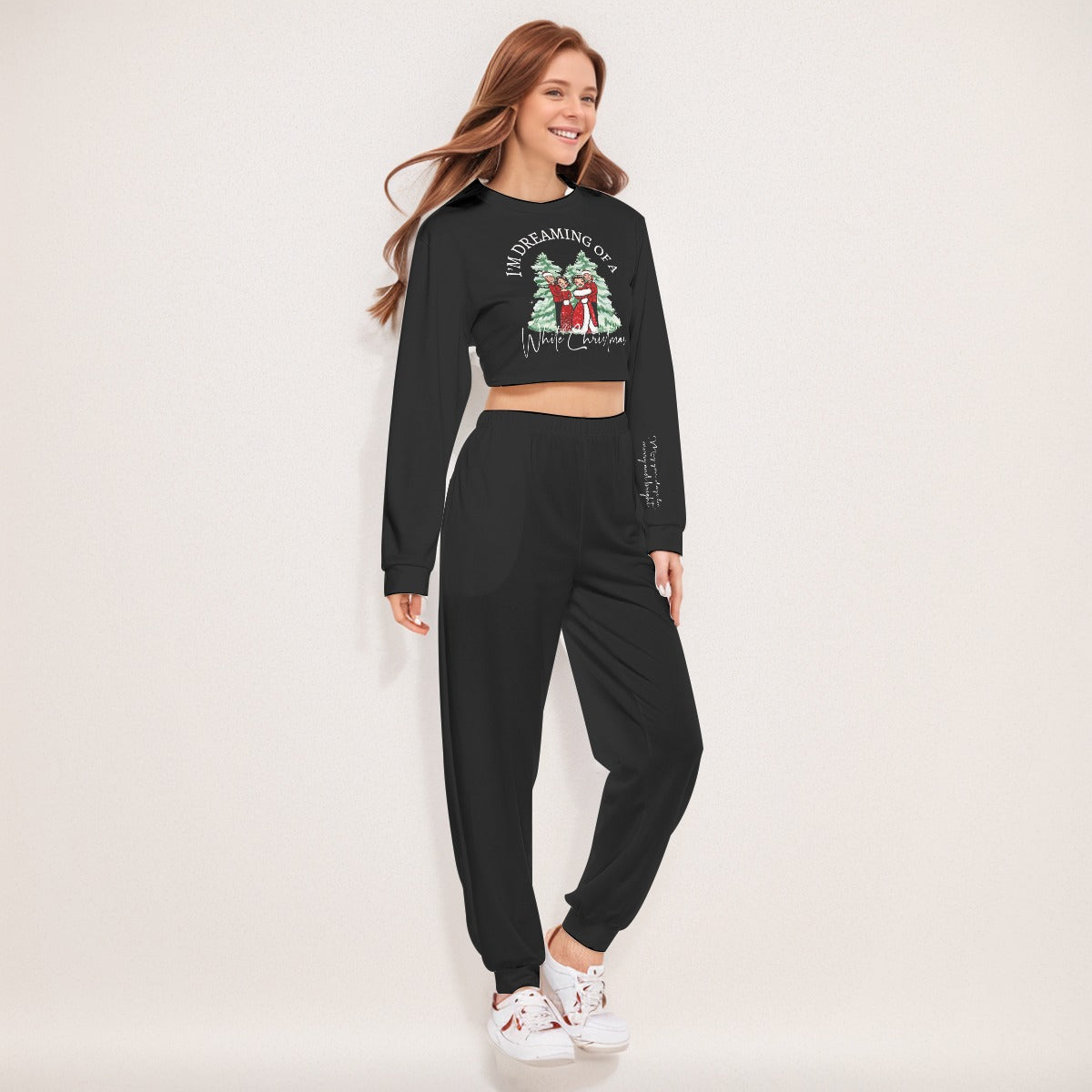 White Christmas Women's Crop Sweat Set