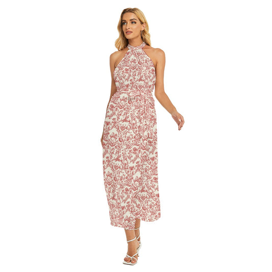 Valentine Toile Halter Wrap Dress