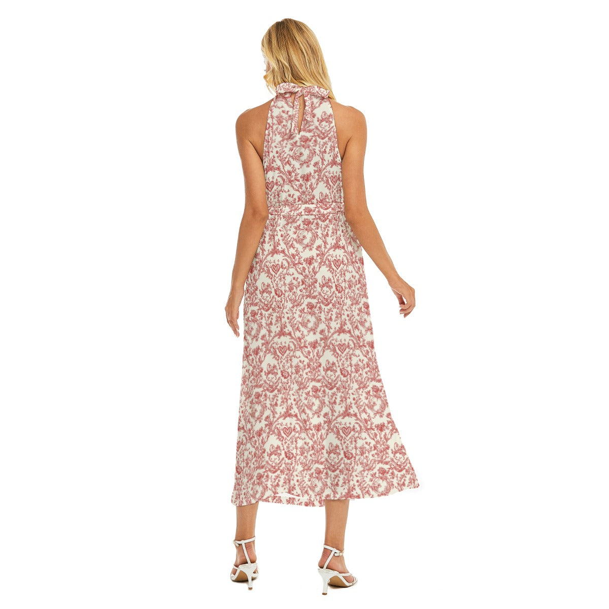 Valentine Toile Halter Wrap Dress