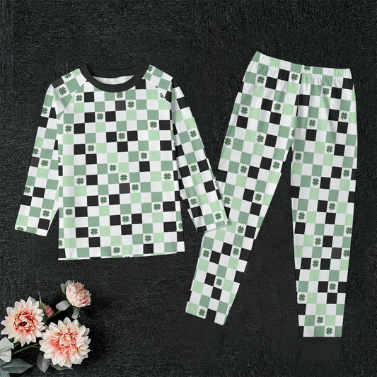 Shamrock Checked Kid's Two Piece Sleep Set