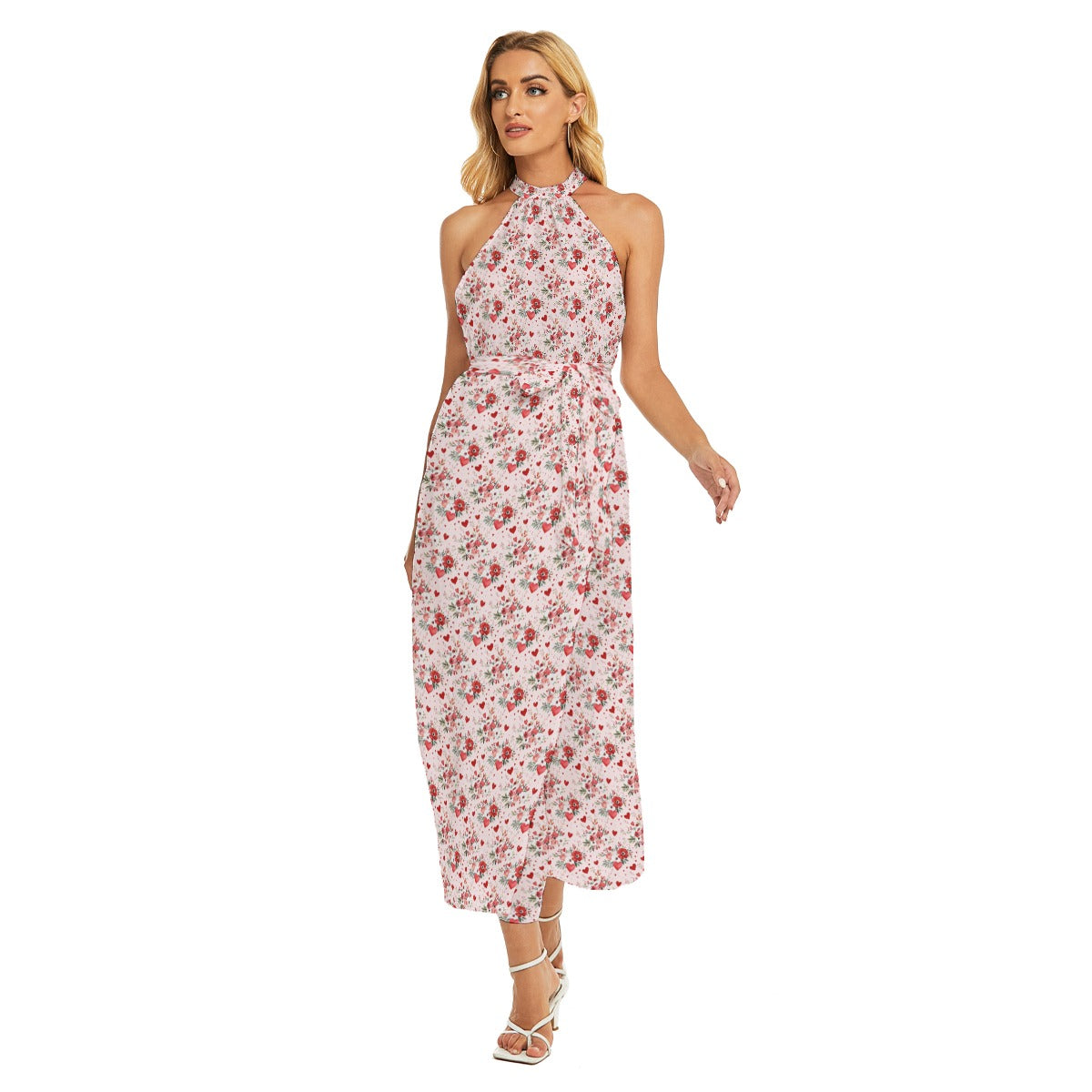 Valentine Florals Women's Halter Wrap Dress